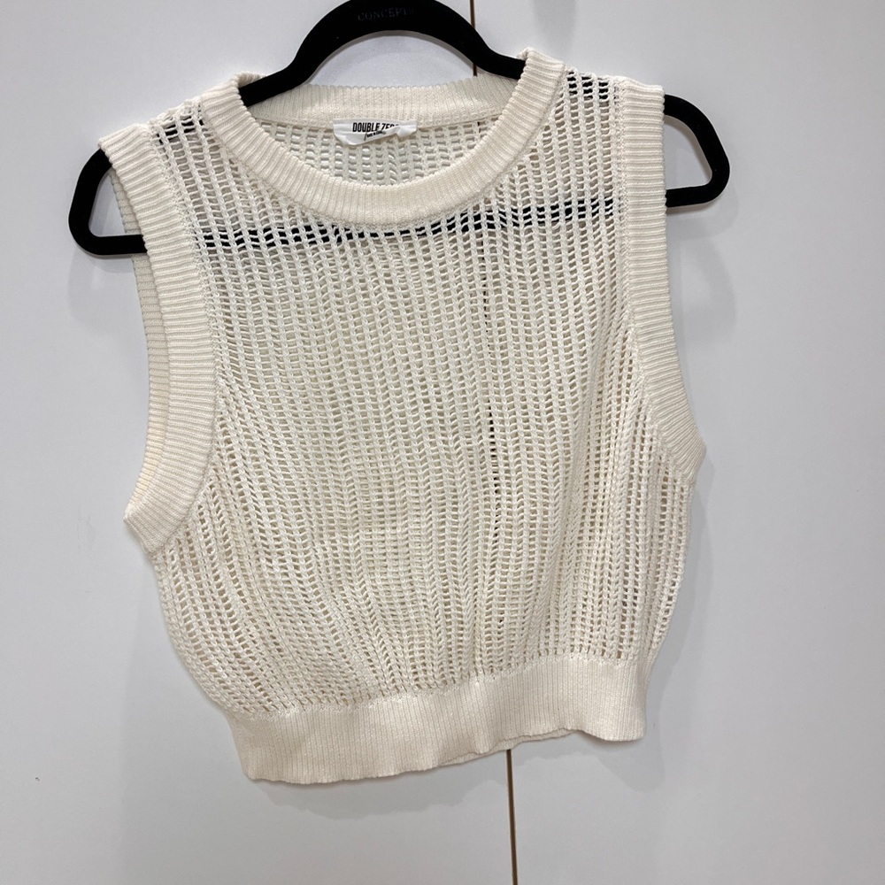 Double Zero Ivory Sleeveless Knit Tank Top